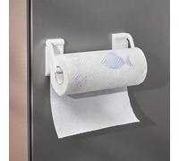 Porte-serviettes magnétique pour côté réfrigérateur - Support mural réglable pour rouleaux de cuisine - Gain de place sous l'armoire pour papier d'aluminium et ustensiles - ABS blanc