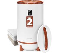 Porte-serviettes marron imitation bois – Radiateur sèche-serviettes électrique pour 2 serviettes. Économique en énergie et mobile, avec minuterie. Sèche-serviettes avec protection contre la surchauffe