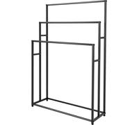 Porte-serviettes multifonctionnel, 3 niveaux, barres réglables, capacité de charge de 25 kg, fer & acier, montage facile, pour la salle de bains