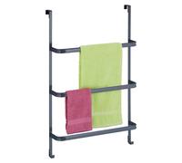 Porte-serviettes mural, 3 barres, 2 crochets, acier, anthracite, 85x54,5x15 cm