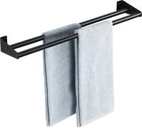 Porte-serviettes mural 60CM/24 pouces Double porte-serviettes Cuisine-Chambre-Noir-Inox-Long porte-serviettes-Economie d'espace-Salle de bain Accessoires porte-serviettes