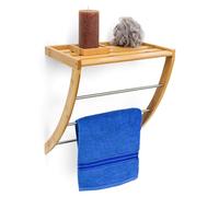 Porte-serviettes mural à 3 barres, HBT 40 x 38 x 24,5 cm, bois, brun naturel