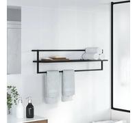 Porte-serviettes mural - Barre de serviette - Acier inoxydable - 95x25x22 cm - Pour salle de bain et toilettes - Montage facile - Vert armée