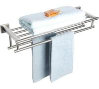 Porte-serviettes mural de 60 cm avec étagère, en acier inoxydable brossé