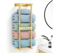 Porte-serviettes mural, doré, pour salle de bain, 56 cm, en métal, robuste, pour le rangement