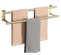 Porte-serviettes mural, porte-serviettes double de 60 cm pour invités, en acier inoxydable SUS304 résistant et durable, porte-serviettes doré pour la cuisine, la salle de bains et la chambre à coucher