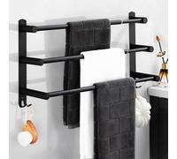 Porte-serviettes noir à 3 étages, extensible, 43-78 cm, pour la salle de bains et la cuisine