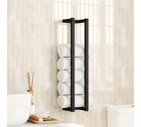 Porte-serviettes noir en fer - 12,5 x 12,5 x 60 cm - Support mural stable pour salle de bain, douche, chambre d'amis, cuisine, inoxydable et peu encombrant