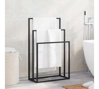 Porte-serviettes noir en fer 48 x 24 x 79 cm sur pied avec 3 hauteurs pour suspendre et sécher - Organiseur pour salle de bain, douche, WC, cuisine, inoxydable et stable