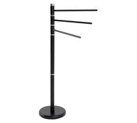 Porte-serviettes noir, en métal - Dimensions : L 22 cm x H 89 cm x P 42 cm, Style : moderne