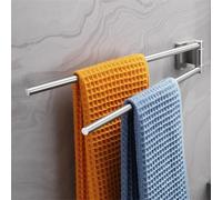 Porte-serviettes pivotant, à 2 bras, en acier inoxydable brossé, fixation murale, couleur argent, 43,3 cm