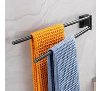 Porte-serviettes pivotant, à 2 bras, fixation murale, acier inoxydable 304, finition noire mate, 43,3 cm