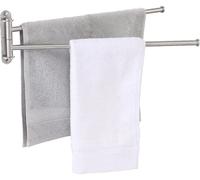 Porte-serviettes pivotant, à double barre, 50 cm, en acier inoxydable brossé, à fixer au mur