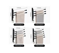 Porte-Serviettes Pivotant Durable Avec 4 Bras Pliables Et Crochets - Organiseur De Bain Peu Encombrant Pour Serviettes Et Vêtements