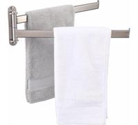 Porte-serviettes pivotant, en acier inoxydable SUS304 brossé, avec deux bras, longueur 40 cm, à fixer au mur