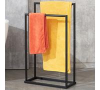 Porte-Serviettes pour Salle de Bain, 2 Niveaux autoportant, en Acier Inoxydable, pour Serviette de Bain, Porte-couvertures, Noir Mat DECLUTTR