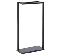 Porte-serviettes Rangement Salle de bain 3 Rails Acier Noir Brillant Garcitas