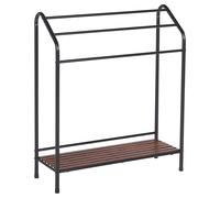 Porte-serviettes Rangement Salle de bain 3 Rails Étagère Acier Noir Yopal