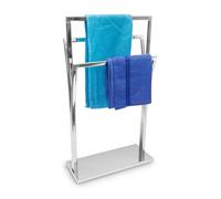 Relaxdays Porte-serviettes sur pied 10019257 inox chromé 3 barres design moderne 86x50x20 cm