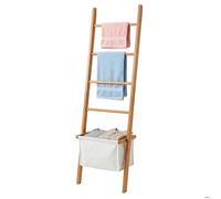 Relaxdays Échelle porte-serviettes avec panier