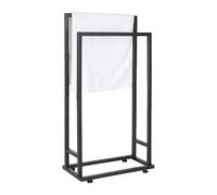 Porte-Serviettes Relaxdays, H x L x P : 77 x 41 x 21 cm, métal, 2 Barres, Support à Serviettes, Salle de Bain, Noir