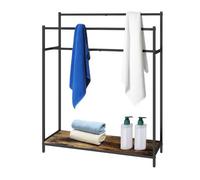 Porte-serviettes Relaxdays sur pied avec étagère, H x L x P : 100 x 82 x 29 cm, style industriel, 3 barres, noir/marron