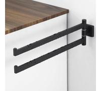 Porte-serviettes RVS 40 cm à fixation murale, pivotant à 180° et pliable, double barre à deux bras pour salle de bains et douche