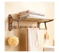 Porte-Serviettes Salle de Bain Vintage Mural - Étagère Serviette Pliable en Aluminium Spatial Antirouille - Support Double Barre avec Crochets pour Douche Cuisine Buanderie
