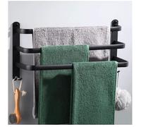 Porte Serviettes Salle de Bains Noir,Barres Porte Serviettes Mural Multicouche Porteserviette Adhesif avec Double Crochet,pou 140