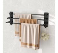 Porte-serviettes sans perçage, 3 niveaux, en acier inoxydable SUS304, couleur noire, 60 cm