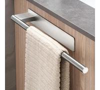 Porte-serviettes sans perçage, barre adhésive en acier inoxydable 304 argent brossé, à un bras, autocollant, à fixation murale, pour salle de bains et cuisine