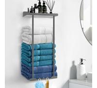 Porte-serviettes sans perçage - Étagère murale extensible autocollante avec grand espace de rangement, porte-serviettes pour invités, porte-serviettes de bain pour salle de bain et cuisine, 38-75 cm (