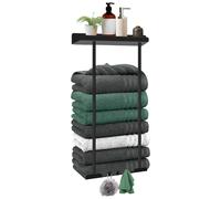 Porte-serviettes sans perçage, extensible de 38 à 75 cm, avec étagère et crochets