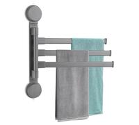 Porte-serviettes sans perçage, pivotant à 180°, à 3 bras, à ventouses, en alliage d'aluminium, bras jusqu'à 30 cm, pour cuisine, WC, vestiaire et salle de bains (3 tiges en fer)