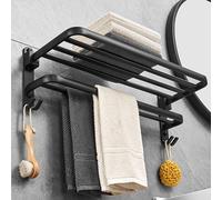Porte-serviettes sans perçage, porte-serviettes noir, porte-serviettes de salle de bain, ensemble d'accessoires muraux pour salle de bain, porte-serviettes pour salle de bain et cuisine, tringle à ser