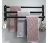 Porte-serviettes sans perçage, porte-serviettes noir, porte-serviettes de salle de bain, ensemble d'accessoires muraux pour salle de bain, porte-serviettes de cuisine sans perçage