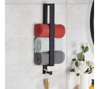 Porte-serviettes Sans Percer Noir Mat, Barre à Serviette Salle de Bain 304 Acier Inoxydable, Porte Serviette Invité Mural Autocollant, Porte Serviette Salle de Bain Autocollant, Barre à Serviette Invi