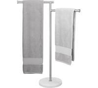 Porte-serviettes sur pied, 2 bras, pivotant, en marbre et en acier inoxydable brossé, 919 mm