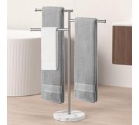 Porte-serviettes sur pied, 3 barres, pivotant, en acier inoxydable SUS304, base en marbre, hauteur 100 cm
