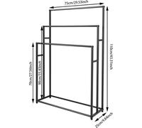 Porte-serviettes - Sur pied - 3 niveaux - 75 × 25 cm - Fonte - Vertical - Noir