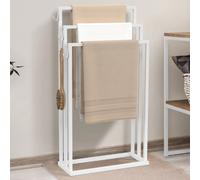 Porte-serviettes sur pied 3 niveaux DALLAS - Métal blanc design industriel