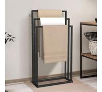 Porte-serviettes sur pied 3 niveaux DALLAS métal noir design industriel