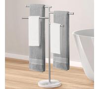 Porte-serviettes sur pied, 4 bras, pivotant, base en marbre, en acier inoxydable brossé