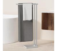 Porte-serviettes sur pied, double, en acier inoxydable brossé, 95 cm, base en marbre, stable