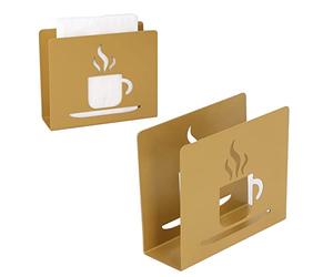 Porte-serviettes sur pied en acier inoxydable, 2 pièces, distributeur de serviettes sur pied pour cuisine, salle à manger, ferme, cocktail, pique-nique, bar rustique (Café)