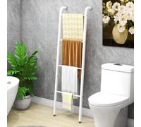 Porte-serviettes sur pied, porte-serviettes à 4 échelons, échelle murale décorative, pour draps/serviettes, salle de bains, chambre, salon, blanc