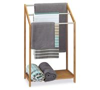 Porte-serviettes sur pied porte-serviettes salle de bain - Bambou et métal - 3 barres - Naturel - 85 x 51 x 31 cm - Pour salle de bain