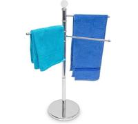 Porte-serviettes sur pied - RELAXDAYS - 3 bras - Acier inoxydable chromé - Ø socle 29 cm - H 93 5 cm