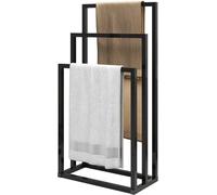 Porte-serviettes sur pied, séchoir à serviettes sur pied à 3 niveaux, porte-serviettes de bain et serviette, noir