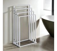 Porte-Serviettes sur Pied Senza en Métal Chromé avec 4 Niveaux d'Étendage sur Différentes Hauteurs, Sèche-Serviettes pour de Salle de Bain